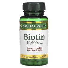 Биотин быстрого высвобождения, 10000 мкг, Biotin, Nature's Bounty, 120 гелевых капсул