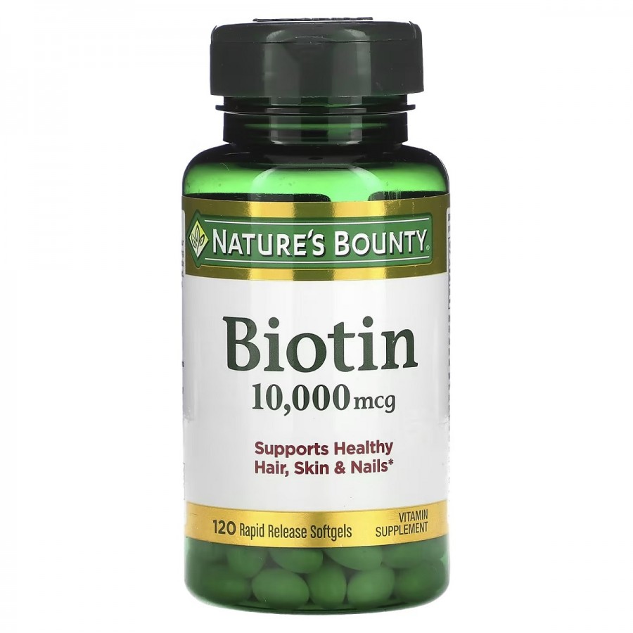 Біотин швидкого вивільнення, 10000 мкг, Biotin, Nature's Bounty, 120 гелевих капсул