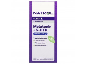 Мелатонін з 5-HTP, покращений сон, Melatonin + 5-HTP, Natrol, 60 таблеток