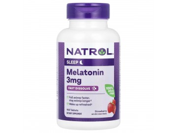 Мелатонін швидкорозчинний, 3 мг, смак полуниці, Melatonin, Fast Dissolve, Natrol, 150 таблеток