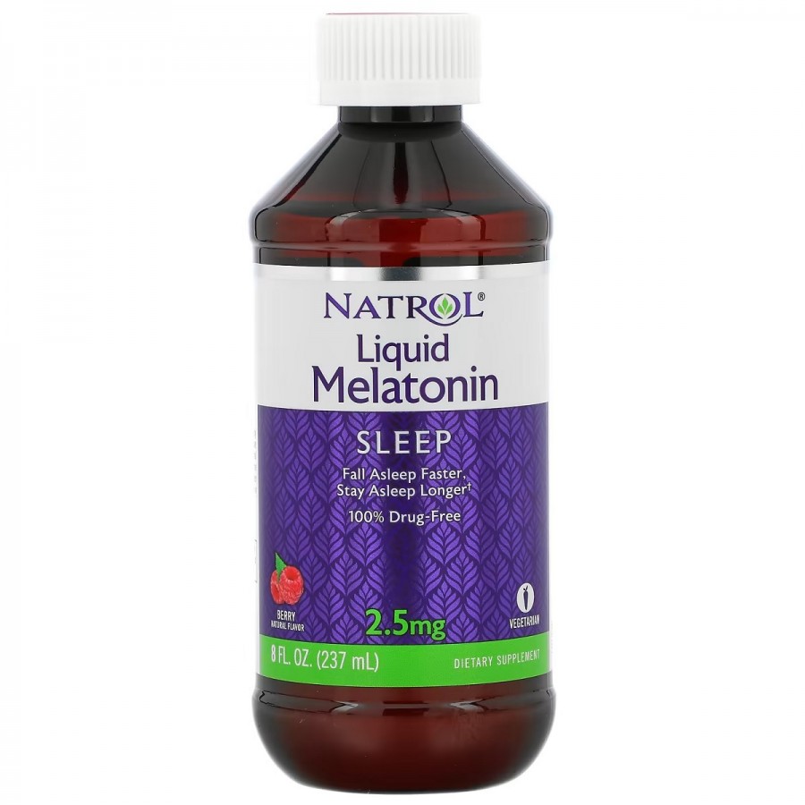 Мелатонін рідкий, 2,5 мг, смак ягід, Liquid Melatonin, Natrol, 237 мл