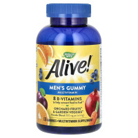 Мультивитамины для мужчин, вкус фруктов Alive! Мультивитамин в жевательных мишках, Nature's Way, 130 шт.