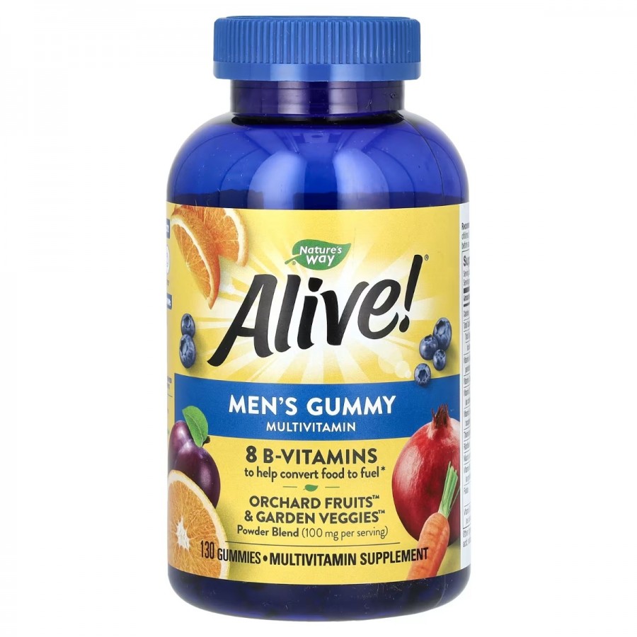 Мультивітаміни для чоловіків, смак фруктів Alive! Men's Gummy Multivitamin, Nature's Way, 130 жувальних цукерок