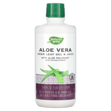 Алоэ вера, листовый гель и сок, Aloe Vera Leaf Gel & Juice, Nature's Way, 1000 мл
