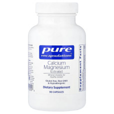 Кальцій і магній цитрат, Calcium Magnesium Citrate, Pure Encapsulations, 90 капсул
