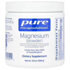 Магній, 250 мг, Magnesium Powder, Pure Encapsulations, 108 г