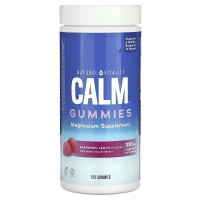 Цитрат Магнію, 330 мг, смак малина лимон, CALM, Magnesium Supplement, Natural Vitality, 120 жувальних цукерок
