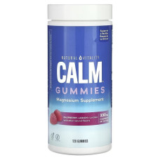 Цитрат Магнію, 330 мг, смак малина лимон, CALM, Magnesium Supplement, Natural Vitality, 120 жувальних цукерок