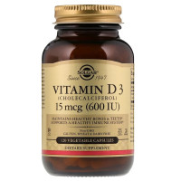 УЦІНКА Вітамін D3, Cholecalciferol, Solgar, 15 мкг, 600МЕ, 120 вегетаріанських капсул (без плівки)