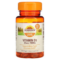 Витамин D3, 1000 МО, Vitamin D3, Sundown Naturals, 200 гелевых капсул