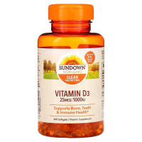 Витамин D3, 1000 МО, Vitamin D3, Sundown Naturals, 400 гелевых капсул