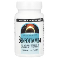 Бенфотіамін, 150 мг, Benfotiamine, Source Naturals, 120 таблеток
