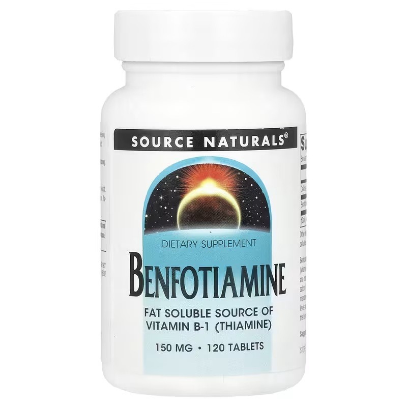 Бенфотіамін, 150 мг, Benfotiamine, Source Naturals, 120 таблеток