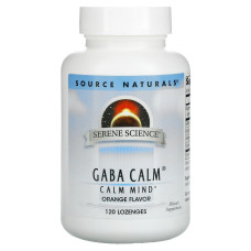 GABA (Гамма-аминомасляная кислота) Calm , Смак Апельсину, Serene Science, Source Naturals, 120 таблеток для рассасывания