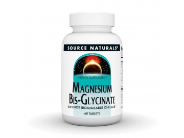 Магній Бісгліцинат, Magnesium Bis-Glycinate, Source Naturals, 60 таблеток