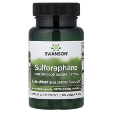 Сульфорафан з екстракту броколі, 400 мкг, Sulforaphane from Broccoli Sprout Extract, Swanson, 60 веганських капсул
