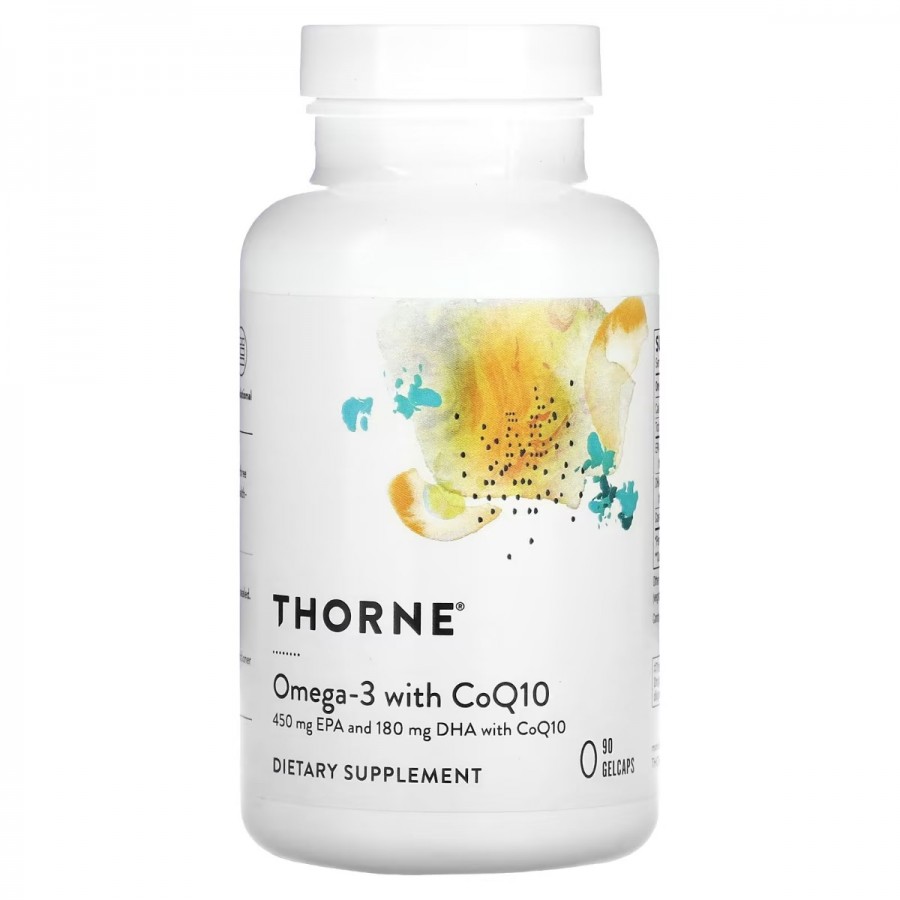 Омега-3 з коензимом Q10, Omega-3 with CoQ10, Thorne Research, 90 гелевих капсул