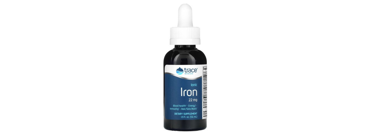 Залізо іонізоване у краплях, 22 мг, Ionic Iron, Trace Minerals, 59 мл