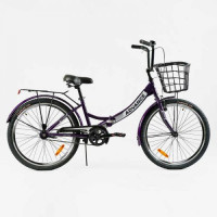 Велосипед складной Corso 24'' Advance, односкоростной, складная стальная рама 14'', корзина, багажник