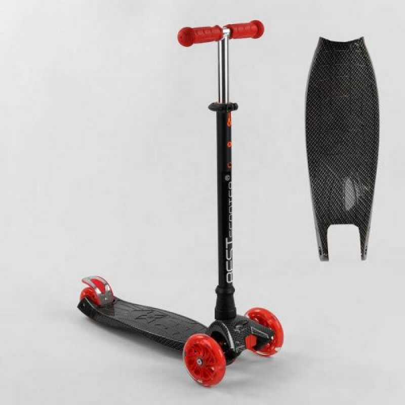 Самокат "Best Scooter" пластмассовый, 4 колеса PU, СВЕТ, трубка руля алюминиевая, d=12 см, в коробке