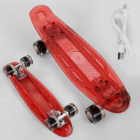 Пенніборд Best Board, 53×15 см, прозора дека, PU колеса зі світлом, USB зарядка