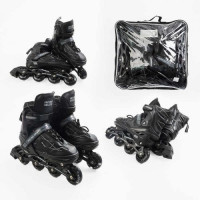 Ролики (размер 39-43; цвет – ЧЕРНЫЙ, колеса PU, стелька 24-28 см, ПЕРЕДНЕЕ КОЛЕСО СВЕТ, d – 6.5 см, в сумке)