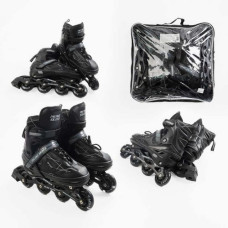 Ролики (размер 39-43; цвет – ЧЕРНЫЙ, колеса PU, стелька 24-28 см, ПЕРЕДНЕЕ КОЛЕСО СВЕТ, d – 6.5 см, в сумке)