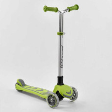 Самокат триколісний Y-00436 (4) Best Scooter, САЛАТОВИЙ, складне алюмінієве кермо, 4 колеса PU зі світлом, d = 12 см