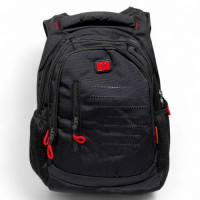 Рюкзак школьный, 30х43х15 см (ЧЕРНЫЙ С КРАСНЫМ)