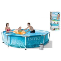 Intex Бассейн каркасный круглый, диаметр 305см, высота 76см, насос-фильтр (1250 л/ч), объем 4485л, в коробке