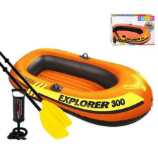 Intex Лодка трехместная + пластиковые весла и ручной насос, 211х117х41см