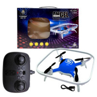 Квадрокоптер, съемный аккумулятор 3.7V, пульт 2.4 GHz, USB-кабель, headless mode, цветная подсветка, (СИНИЙ)