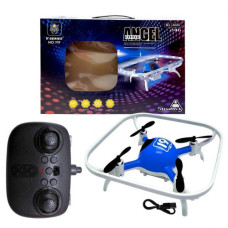 Квадрокоптер, съемный аккумулятор 3.7V, пульт 2.4 GHz, USB-кабель, headless mode, цветная подсветка, (СИНИЙ)