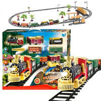 Залізничні пригоди 36988 (10) "WToys", ОЗВУЧУВАННЯ УКРАЇНСЬКОЮ МОВОЮ, 30 деталей, підсвічування, пісня, парогенератор, автоматичний рух, 4 вагони, декорації, платформа, в коробці