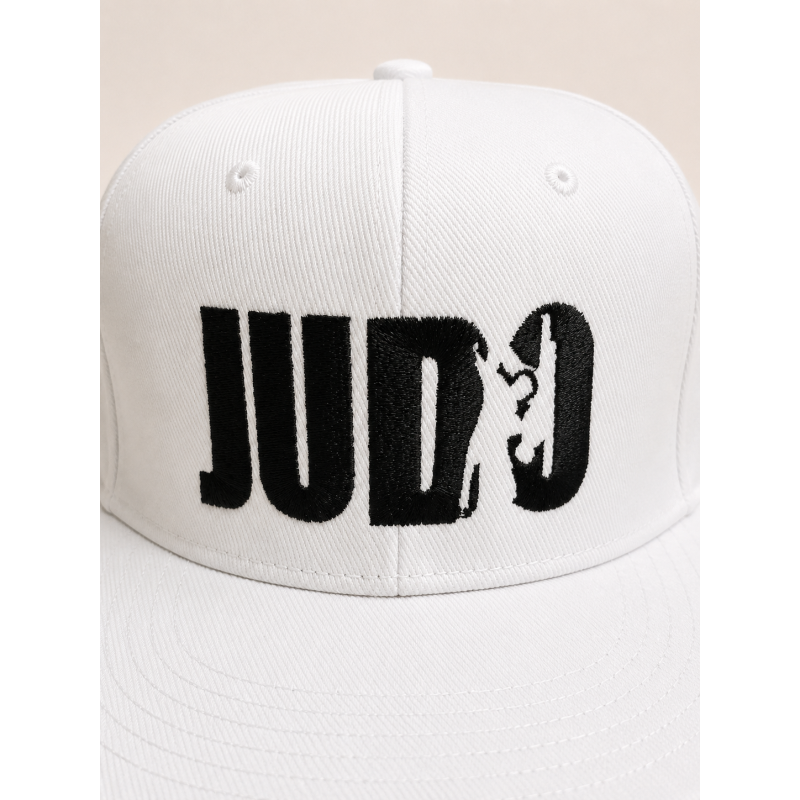 Біла бейсболка TM KINTAYO з вишивкою JUDO/ДЗЮДО, з прямим козирком