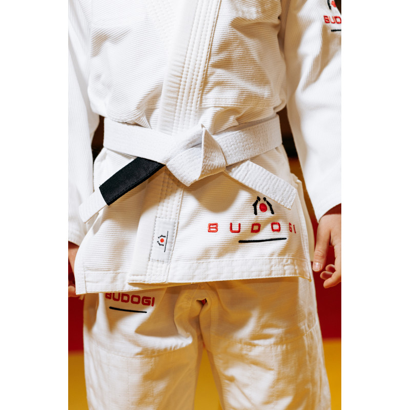 Біле дитяче кімоно для хлопчиків, джиу-джитсу, TM BUDOGI, зріст 140 см, щільність 350 гр/м.кв.