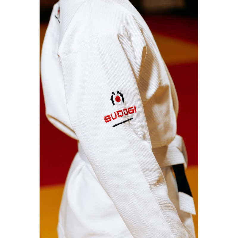 Біле дитяче кімоно для хлопчиків, джиу-джитсу, TM BUDOGI, зріст 140 см, щільність 350 гр/м.кв.