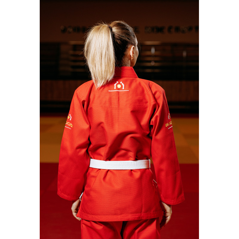 Червоне кімоно для дівчат/жінок, джиу-джитсу, TM BUDOGI, зріст 190 см, щільність 450 гр/м.кв.