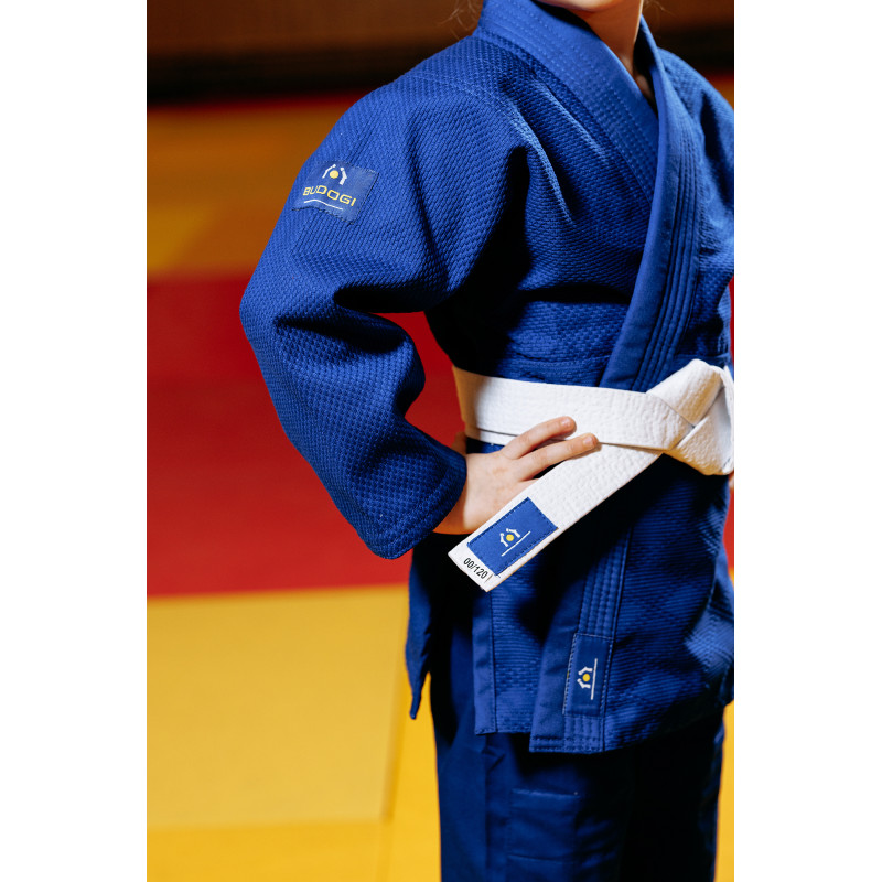 Синє дитяче кімоно для дівчаток, дзюдо, TM BUDOGI серія BEGINNER - оновлена модель, 110 розмір, щільність 400 гр/м.кв.