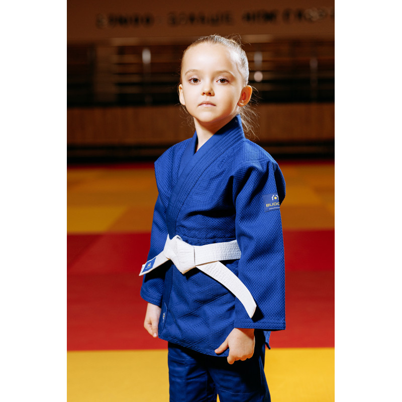 Синє дитяче кімоно для дівчаток, дзюдо, TM BUDOGI серія BEGINNER - оновлена модель, 110 розмір, щільність 400 гр/м.кв.