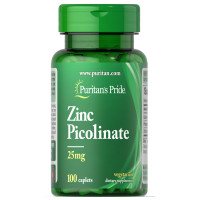 Цинк пиколинат, Zinc Picolinate, Puritan's Pride, 25 мг, 100 каплет
