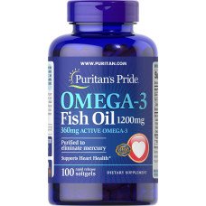 Омега-3 риб'ячий жир, Omega-3 Fish Oil, Puritan's Pride, 1200 мг, 360 мг активного, 100 гелевих капсул