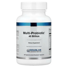 Підтримка кишкової флори, Multi-Probiotic, Douglas Laboratories, 40 млрд КУО, 60 вегетаріанських кислостійких капсул
