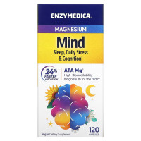 Магний, для сна, противодействия стрессу и поддержки когнитивных функций, Magnesium Mind, Enzymedica, 120 капсул
