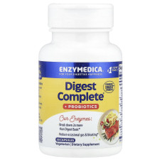 Ферменты и пробиотики, Digest + Probiotics, Enzymedica, 30 капсул