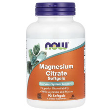 Магній цитрат, Magnesium Citrate, NOW Foods, 400 мг, 90 гелевих капсул (133 мг в одній гелевій капсулі)