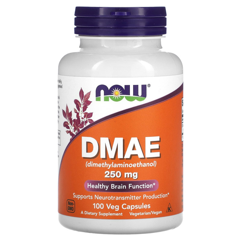 DMAE (Диметиламиноэтанол), Now Foods, 250 мг, 100 вегетарианских капсул