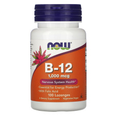 Витамин В12 и фолиевая кислота, B-12 With Folic Acid, Now Foods, 1000 мкг, 100 конфет