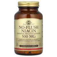 Ниацин, No-Flush Niacin, Solgar, не вызывающий покраснения, 500 мг, 100 капсул