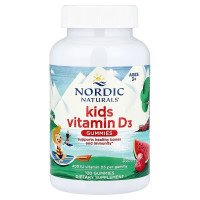 Витамин D3 для детей от 3-х лет, Kids Vitamin D3 Gummies, Nordic Naturals, со вкусом арбуза, 10 мкг (400 МЕ), 120 жевательных конфет